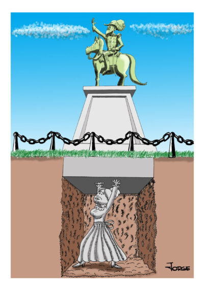 Premio Museo del Humor: Jorge Sánchez Armas por su obra "Honores", en la categoría de Humor General. Honores