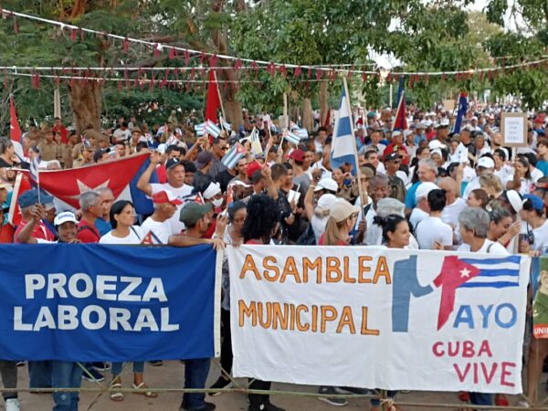 Acto por el Día Internacional de los Trabajadores en San Antonio de los Baños.